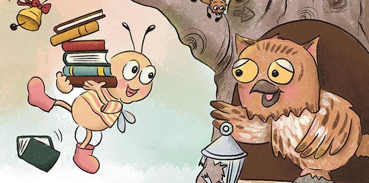 Bild mit Leuchtwurm Ludwig und Eule