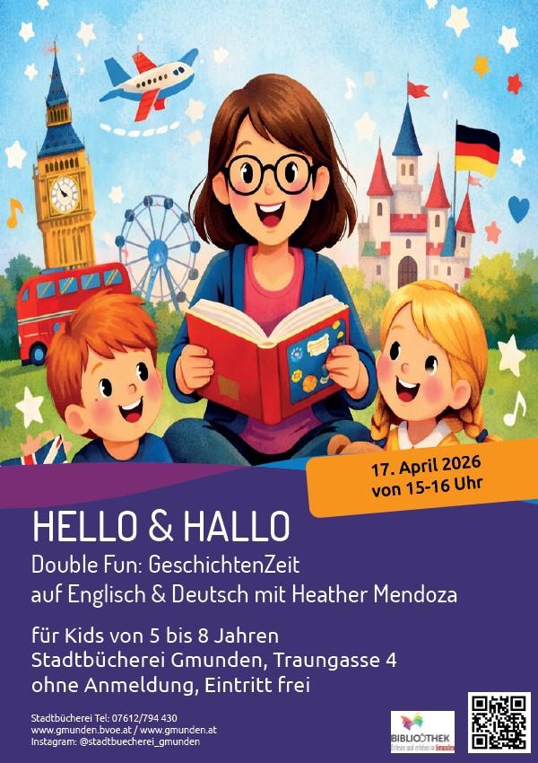 Plakat für GeschichtenZeit in deutscher und englischer Sprache