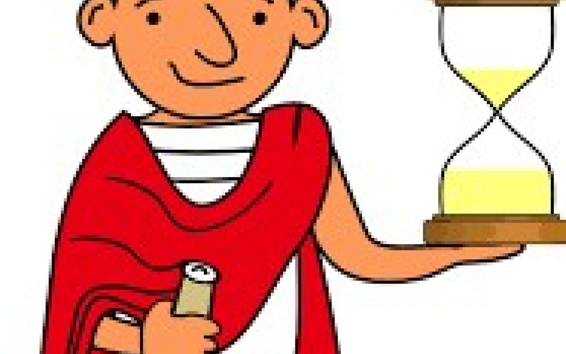 Bild eines Römers mit Sanduhr, Antike